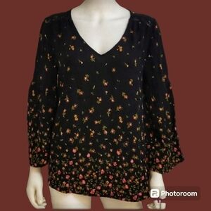 3/$30 OLD NAVY Floral Oversized Flare Sleeve Peasant Poet Blouse Size Medium